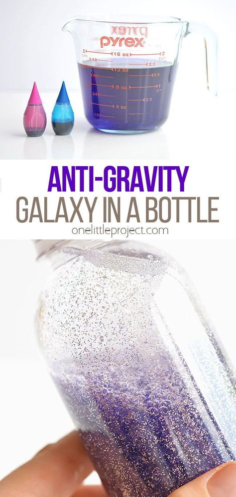 Galaxy In A Bottle, Sensory Bottles, Anti Gravity, Glitter Diy, Science For Kids, Science Projects, Science Experiments, Toddler Crafts, Crafts To Do