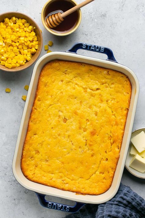 Corn Casserole Recipe Paula Deen, Paula Deen Corn Casserole, Creamy Corn Pudding, Corn Casseroles, Corn Casserole Paula Deen, Scalloped Corn Casserole, Corn Pudding Casserole, Corn Pudding Recipe, Sweet Corn Pudding