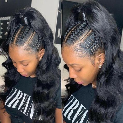 Best Hairstyles With Virgin Brazilian Hair,brazilian hair Pretty Ponytails, Weave Ponytail Hairstyles, Pony Tails, Black Ponytail Hairstyles, Weave Styles, Easy Hairstyles For Medium Hair, Braided Hairstyle, Hairstyle Inspo, Hair Ponytail Styles