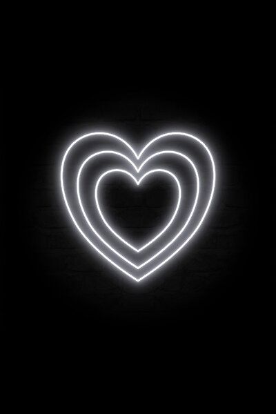 Three hearts layered together in an awesome neon design for some retrowave aesthetic vibes. This cute vaporwave design is featured in a white color. Neon Black Aesthetic, Neon Black, White Neon Aesthetic, Three Hearts, Neon Widgets Black Background, Black And Neon Pink Widgets, Neon Hearts, Neon Heart Aesthetic, Y2k Background