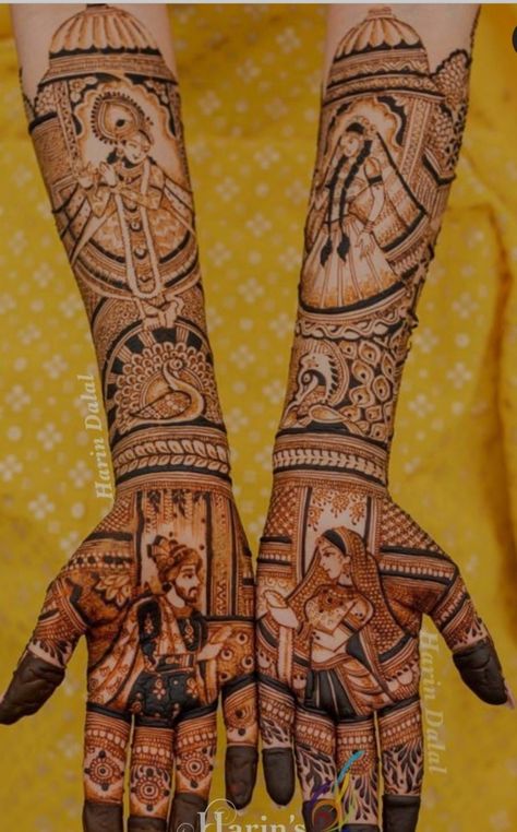 Krishna Mehandi Design, Mehndi Design For Bridal, Couple Mehndi, Marwari Mehndi Design, Mehndi Book, Wedding Mehendi, Netted Blouse Designs, Bride Entry, Modern Mehndi