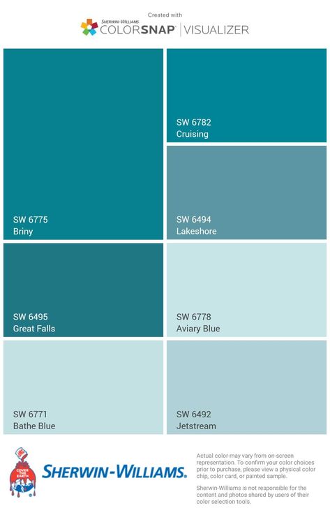 Cottage Colours, Beach House Exterior Colors, Teal Color Palette, Office Painting, Teal Living Rooms, Hallway Colours, Bathroom Cabinets Designs, Beach House Exterior, Temple Design For Home