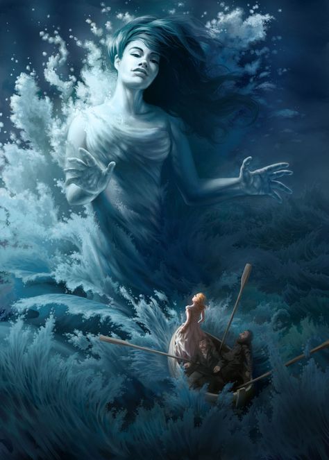 Ran Goddess, Skyrim Fanart, Water Goddess, Skyrim Art, Sea Queen, Goddess Of The Sea, Fantasy Demon, Norse Goddess, Fantasy Mermaids