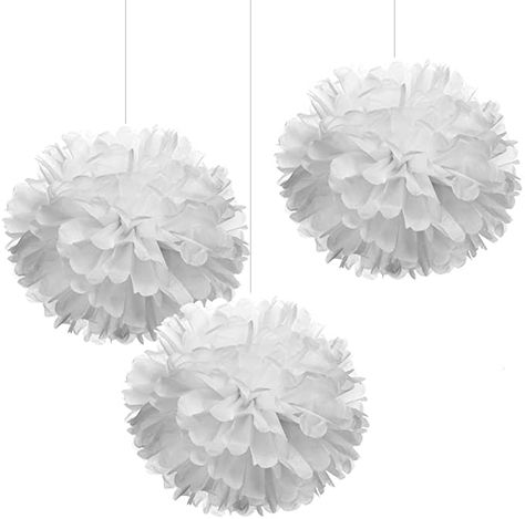 Flowers For Party, Retirement Decor, Pom Poms Diy, Hanging Paper Flowers, Pom Pom Tutorial, Paper Flower Ball, Paper Pom Pom, Diy Pom Poms, Tissue Flowers