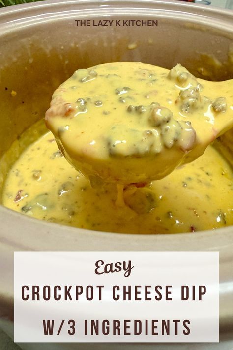 Easy Crockpot Cheese Dip With 3 Ingredients. This will be the easiest cheese dip recipe that you ever make! Crockpot Cheese Dip, Hamburger Cheese Dips, Best Cheese Dip, Cheese Dip Recipes Easy, Easy Cheese Dip, Cheese Dip Crock Pot, Cheese Dip Recipe, Crock Pot Dips, Cheese Dip Recipes