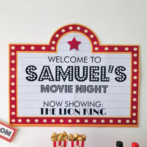 Movie Night Party Backdrop/ Movie Night Concession Stand Backdrop/ Movie Night Birthday Backdrop EDITABLE Printable by PigsyPartyShack on Etsy Movie Night Backdrop, Movie Night Concession Stand, Movie Theatre Birthday Party, Movie Theater Party, Party Movie Night, Movie Night Birthday, Movie Night Birthday Party, Movie Birthday Party, Movie Themed Party