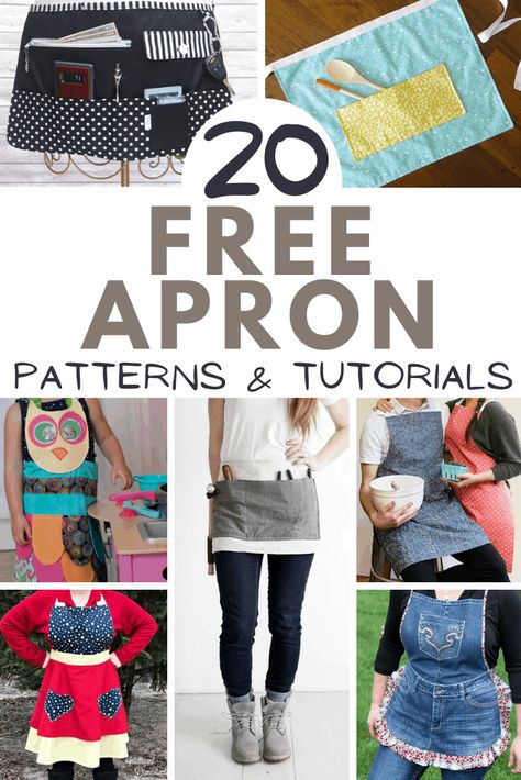 Free Apron Patterns Aprons Diy Patterns, Free Apron Patterns, Half Apron Patterns, Free Apron Pattern, Child Apron Pattern, Homemade Aprons, Easy Apron, Beginner Sewing Projects, Apron Pattern Free