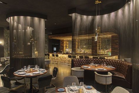 12 Fantastic Fine Dining Experiences Luxury Restaurant Interior, Restaurant Design Inspiration, Dining Interior, Nightclub Design, Luxury Restaurant, Metal Curtain, Private Dining Room, Lounge Design, Bar Design Restaurant