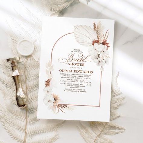 Terracotta White Flowers Boho Chic Bridal Shower Invitation #zazzle #weddinginvitations #birthdayinvitations #babyshowerinvitations #zazzleinvitations #monogram #businesscards #graduation #homedecor Boho Chic Wedding Invitations, Clear Wedding Invitations, Tropical Bridal Shower Invitations, Shower Hostess Gifts, Fall Bridal Shower Invites, Boho Bridal Shower Invitations, Dry Desert, Chic Bridal Showers, Tropical Bridal Showers