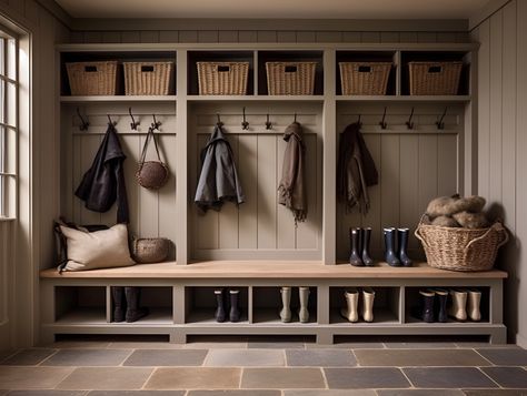 Boot Room at our clients Cotswold Country Home ⁠
⁠
Homes in the country have additional requirements.  Due to the nature of country living, boot rooms are a necessity for many homeowners.  They serve as a practical space for storing outdoor wear, muddy boots and coats.  They provide a convenient transition from outdoors to indoors.  ⁠
⁠
#bootroom #traditionalhome #wellnessandwellbeing #cotswoldinteriordesign #countrylifestyle⁠ Country Boot Room Ideas, Entrance Boot Room, Rustic Boot Room, English Cottage Boot Room, Farmhouse Boot Room, L Shaped Boot Room, Narrow Boot Room, Country Boot Room, Bootroom Design