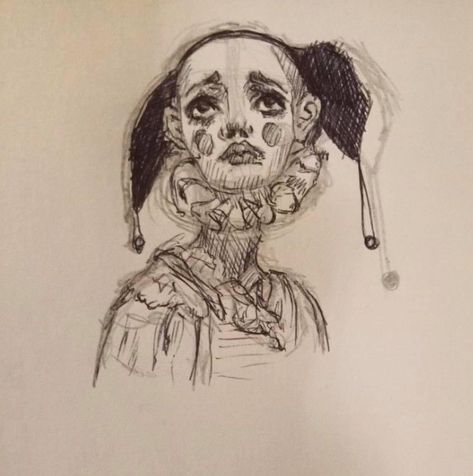 Jester Neck Ruffle, Clown Neck Ruffle Drawing, Clown Art Drawing, Clown Neck Ruffle, Ruffle Drawing, Drawing Clown, Creepy Drawing, Theme Tattoo, Indie Drawings