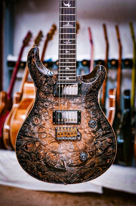 Electric Guitar Art, Instagram Man, Buckeye Burl, Bass Ukulele, Electric Guitar Design, Guitar Photography, Custom Electric Guitars, Handmade Guitar, Prs Guitar