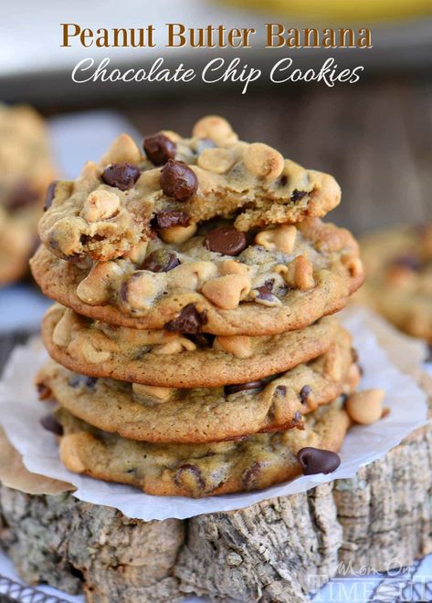 Peanut Butter Banana Cookies, Banana Chocolate Chip Cookies, Mom On Timeout, Desserts Cookies, Paleo Foods, Banana Cookies, Butter Recipes, Banana Chocolate, Easy Peanut Butter