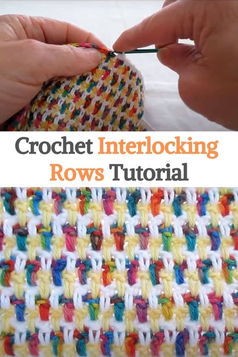 Crochet Interlocking Rows. You will find many uses for this versatile stitch technique, from washcloths to afghans! I love this pattern stitch. It can be so versatile, for washcloths, scarves, and afghans. It’s a great way to use hand-painted yarns to integrate the colors in delicious randomness or other multi-colored yarns to break up the puddling that can sometimes happen. Crochet Block Stitch, Crochet Crocodile, V Stitch Crochet, Crochet Granny Stitch, Stitch Stuff, Crochet Box, Crocodile Stitch, Hand Painted Yarn, Crochet Blocks