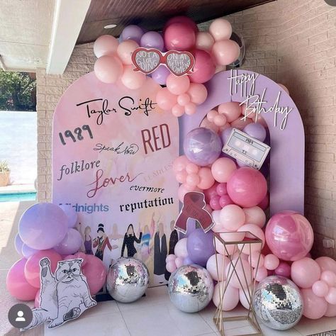 Eras Tour Party, Arch Display, Taylor Swift Birthday Party, Taylor Swift Birthday Party Ideas, Party Arch, Taylor Swift Party, Taylor Swift Birthday, Pastel Balloons, Birthday Planning