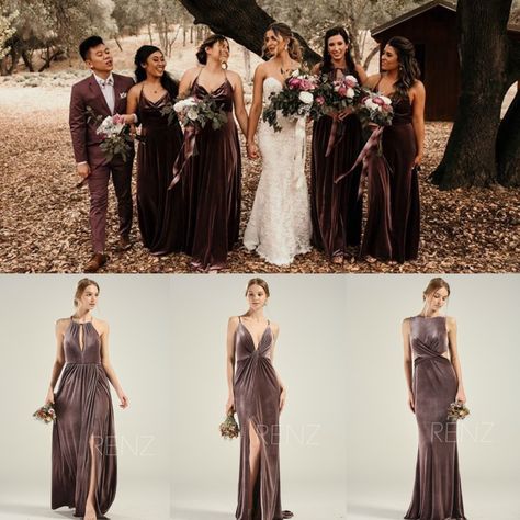 Brown Purple Bridesmaid Dress, Plum Velvet Bridesmaid Dresses, Dark Boho Bridesmaid Dresses, Velvet Plum Bridesmaid Dresses, Plum Color Bridesmaid Dresses, Dusty Plum Bridesmaid Dresses, Dark Moody Bridesmaid Dresses, Dark Color Bridesmaid Dresses, Dark And Moody Bridesmaid Dresses