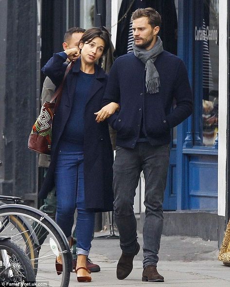 Looking good: Enjoying a relaxed outing with his beau, the 33-year-old star cut a casual, yet handsome, figure Amelia Warner Jamie Dornan, Jamie Dornan And Wife, European Travel Outfit, Amelia Warner, Christian Grey Jamie Dornan, Cutest Couples, Amelia Gray, Jaime Dornan, Christian Grey