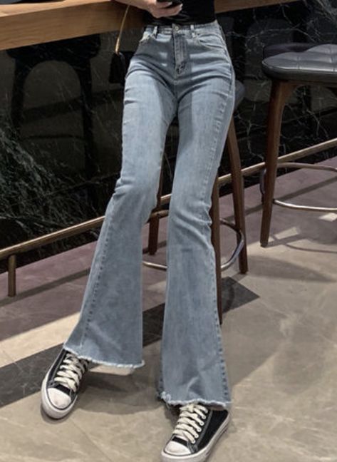 Light Blue Bell Bottoms Outfit, Light Blue Bell Bottom Jeans Outfit, Bell Jeans Outfit, Blue Baggy High-waist Flare Jeans, Y2k High-waist Denim Blue Bottoms, Bell Bottom Jeans Dark Wash, Dark Blue Bell Bottom Jeans, Bell Bottom Jeans Outfit, Bell Jeans