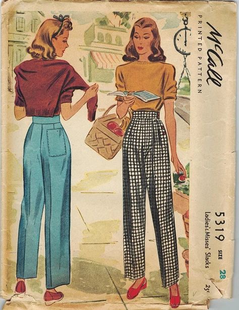 1940s Fashion Women, Patron Vintage, Side Pants, Lindy Hop, Slacks For Women, 40s Fashion, Vintage Wardrobe, 1940s Fashion, Sewing Pattern Sizes