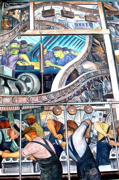 North Wall of Detroit Industry Murals by Diego Rivera at Detroit Institute of Arts Art Deco Mural, Detroit Art, Detroit Institute Of Arts, Diego Rivera, Mexican Artists, Industrial Art, Mexican Art, Car Art, Art Museum