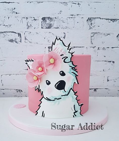 Westie Cake Ideas, Dog Birthday Cake Design Ideas, Cake With Dog Design, Cake Dog Design, Puppy Cakes For Kids, Dog Birthday Cake Design, Westie Cake, Cake Designs For Kids, Puppy Cake