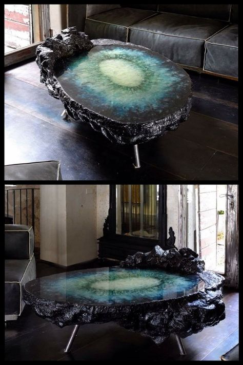 Geode Coffee Table Gothic Furniture, Geode Slice, Vintage Industrial Furniture, Goth Home, Goth Home Decor, Gothic Decor, Gothic Home Decor, Boho Interior, Gothic House