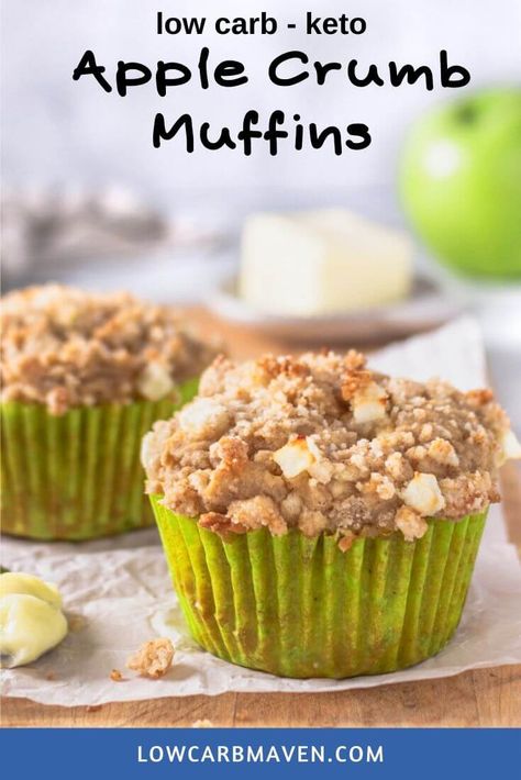 Apple Crumb Muffins, Apple Crumble Muffins, Easy Apple Crumble, Crumb Muffins, Touch Of Spice, Bakery Style Muffins, Apple Crumb, Low Carb Muffins, Apple Muffins