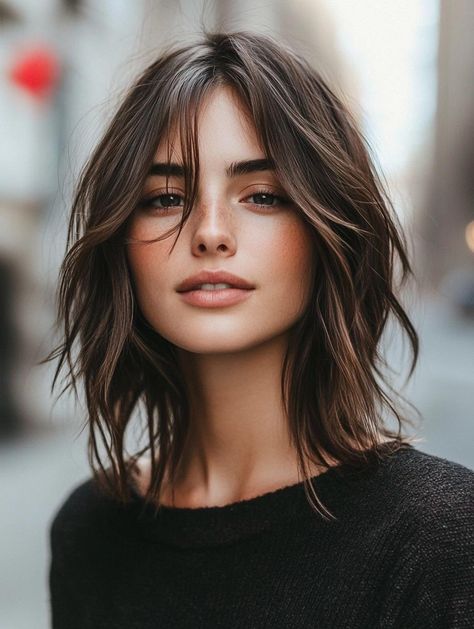 Chic Shoulder Length Haircuts: Versatile Styles for Every Hair Type Women Bob Haircut Shoulder Length, Shoulder Length Hair Choppy Layers, Edgy Shoulder Length Hair Choppy Layers, Shoulder Length Hair For Women, Womens Shoulder Length Haircut, Coctail Attaire Woman, Shoulder Length Choppy Hair, Shoulder Length Fine Hair, Choppy Shoulder Length Hair