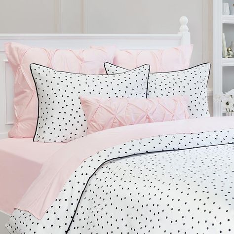 White Bed Sheets, Polka Dot Bedding, Black Duvet Cover, Pink Bedroom Decor, Chic Bedding, Blue Duvet Cover, Luxurious Bed, White Duvet Covers, Bedding Duvet