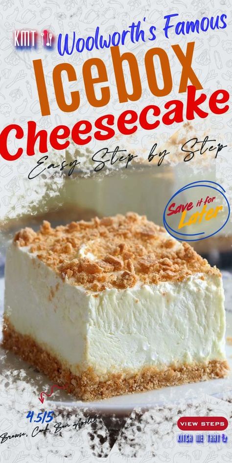 Step into nostalgia with Woolworth's Famous Icebox Cheesecake! 🎥✨ Watch as we recreate this timeless dessert, blending creamy cheesecake goodness with the simplicity of an icebox. Ingredients: • Cream cheese • Graham cracker crust • Whipped cream • Vanilla extract • .... 🍰🏛️ Click to enjoy a taste of the past with this iconic and easy-to-make cheesecake. • #Woolworth #Famous #Icebox #Cheesecake #IceboxCheesecake #WoolworthsRecipe #TimelessDessert #Recipes #Food #FoodRecipes #CheesecakeLove #RecipeVideos #FoodVideos Woolworths Famous Icebox Cheesecake, Woolworths Cheesecake, Icebox Cheesecake, Woolworth Cheesecake Recipe, Woolworth Cheesecake, Quick And Easy Meal Ideas, Dessert Oreo, I Am Baker, How To Make Cheesecake