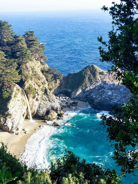 Escape to the Serene Beauty of McWay Falls – Discover the Hidden Gem of California's Coastline 🌊🌲  Nestled along the scenic route of California's Highway 1, McWay Falls offers a breathtaking view that captures the essence of the state's stunning natural beauty. This picturesque pin showcases the enchanting waterfall as it cascades onto a pristine sandy cove, surrounded by lush greenery and rugged cliffs. The turquoise waters of the Pacific Ocean create a mesmerizing backdrop, perfect for nature General Sherman, Mcway Falls, Salvation Mountain, California Travel Guide, California Coastline, Breathtaking Photography, Highway 1, Sequoia National Park, The Pacific Ocean