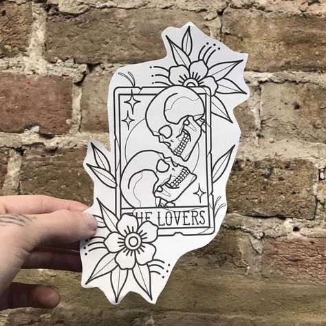 Sam King on Instagram: “🤍 THE LOVERS 🤍 Anuvva tarot card design more varied flash coming soon I promissssseee, sorry been moving house init 🏡 💩” Traditional Tattoo Outline, Traditional Tattoo Stencils, Sam King, 16 Tattoo, Tarot Card Tattoo, Tarot Tattoo, Traditional Tattoo Sleeve, Tattoo Zeichnungen, Tattoos For Lovers