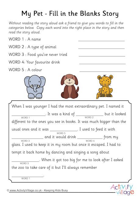 My Pet Fill In The Blanks Story Fill In The Blanks Story, Parts Of Speech Practice, Text Features Worksheet, English Creative Writing, Writing A Story, Fun Writing Activities, Prompts Writing, Halloween Writing, Animal Worksheets