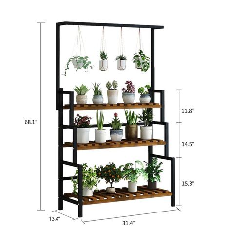 Hanging Plant Stand, Pot Organization, Metal Flower Pots, Support Pour Plante, Home Decor Shelves, Hanging Bird Feeders, Outdoor Living Decor, Metal Plant Stand, Steps Design