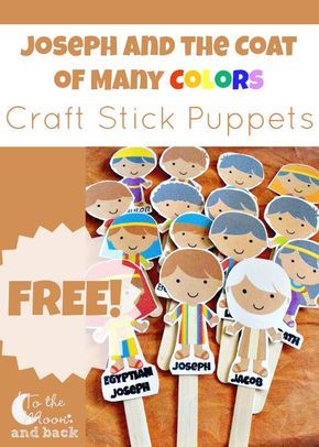 Joseph and the Coat of Many Colors Craft Stick Puppets Coat Of Many Colors Craft, Joseph Craft, Joseph Crafts, Craft Clipart, Colors Craft, Preschool Family, Preschool Bible Lessons, Story Kids, Bible Story Crafts