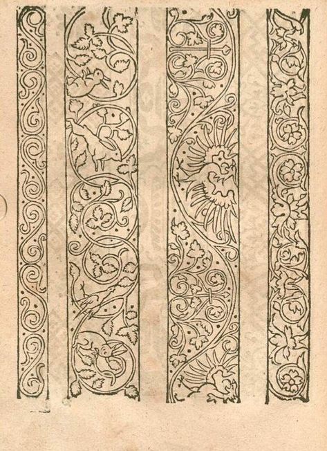 Illuminated Manuscript Borders, Medieval Illuminated Manuscript, Medieval Ornament, Medieval Pattern, Medieval Embroidery, Ornament Drawing, Illumination Art, Islamic Art Pattern, Illuminated Letters