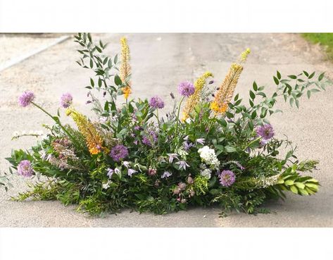 Wild meadow casket spray...we really wanted this to feel like a garden had just sprung up..🌿 Wildflower Casket Spray, Spring Casket Spray, Casket Spray, Casket Flowers, Wild Meadow, Casket Sprays, Flower Artists, Sympathy Flowers, Greek Wedding