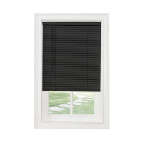 Achim Black Cordless 1 in. Light Filtering Vinyl Blind - 35 in. W x 64 in. L-MSG235BK06 - The Home Depot Black Window Blinds, Modern Window Blind, Vinyl Mini Blinds, Black Blinds, Vinyl Blinds, Cordless Blinds, Horizontal Blinds, Drop Lights, Cheap Vinyl