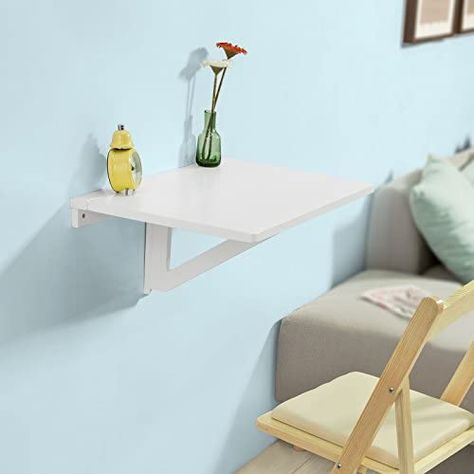 SoBuy® Folding Wall-mounted Drop-leaf Table, Computer Desk Children Table Desk, Kitchen Dining Table, 60x40cm, FWT03-W, White : Amazon.co.uk: Home & Kitchen Wall Mounted Computer Desk, Wall Mounted Folding Table, Compact Dining Table, Floating Table, Office Table Desk, Foldable Desk, Wall Mounted Table, Home Office Table, Desks For Small Spaces