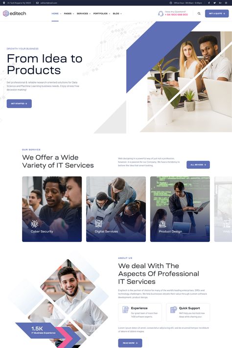 The "Editech - Corporate Business WordPress Theme" is a versatile and feature-rich WordPress theme designed for corporate businesses, startups, technology companies, and various other industries. It offers a range of features and customization options tailored to create a professional and visually appealing website for corporate and business purposes. Website Design Corporate, Consulting Website Design, It Company Website, Services Website Design, Corporate Web Design, Corporate Website Design, Consulting Website, Ui Design Website, Professional Website Design