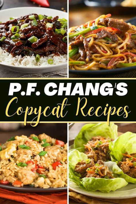 Have your favorite restaurant dishes at home with these P.F. Chang's copycat recipes! From lettuce wraps to spicy chicken to spring rolls, these dishes are so easy to make at home. Copycat Chinese Restaurant Recipes, Copycat Restaurant Recipes Pf Changs, Pf Changs Copycat Recipes Main Dishes, Pf Chang Chicken Lo Mein Recipe, Pf Chang Lo Mein Recipe, Copycat Asian Restaurant Recipes, Copycat Chinese Takeout, Pf Changs Noodles Lo Mein, Pf Chang Copycat Recipe