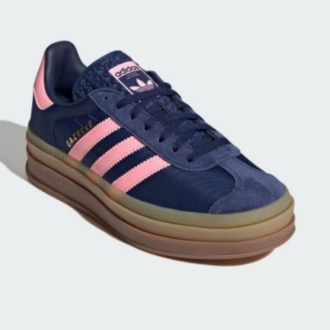 ***Just Released*** Brand New Adidas Gazelle Bold Dark Blue/Pink Spark Us Women's Size 6.5 Colorful Shoes Aesthetic, Blue And Pink Gazelle, Adidas Gazelle Aesthetic, Colorful Adidas, Hoco Shoes, Adidas Bold, Adidas Gazelle Outfit, Shoe List, Pink Gazelles