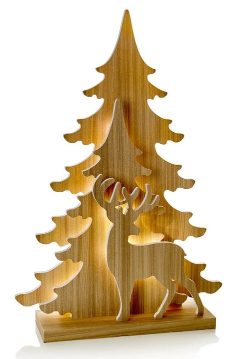 Laser Cut Christmas Ideas Christmas Diy Wood, Wooden Reindeer, Fir Christmas Tree, Wooden Christmas Decorations, Large Christmas Tree, Brown Christmas, Cosy Christmas, Led Decor, Christmas Wood Crafts