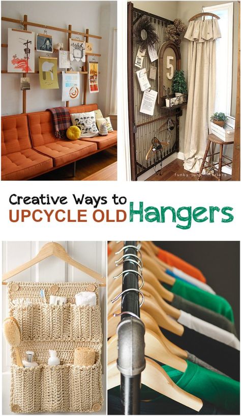 Creative Ways to Upcycle Old Hangers Upcycle Old Clothes, Easy Upcycle, Pants Hanger, Vintage Hangers, Funky Junk Interiors, Hanger Diy, Hanger Home, Diy Upcycle, Wood Hangers