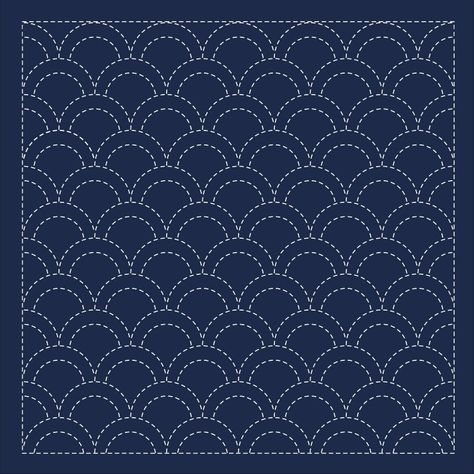 Seigaiha Sashiko Pattern Sashiko Waves, Sashiko Pattern, Japanese Patterns, Running Stitch, Wave Pattern, Traditional Japanese, Blue Sea, Japanese Traditional, Printing On Fabric