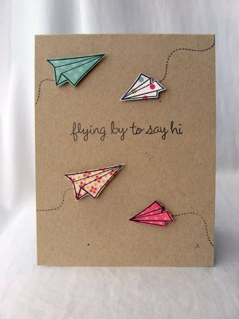 Diy Cards Handmade Simple Paper Crafts, Cards Simple Handmade, Simple Handmade Cards, Hand Lettering Cards, Bday Cards, Card Drawing, Paper Airplanes, Birthday Diy, Birthday Cards Diy