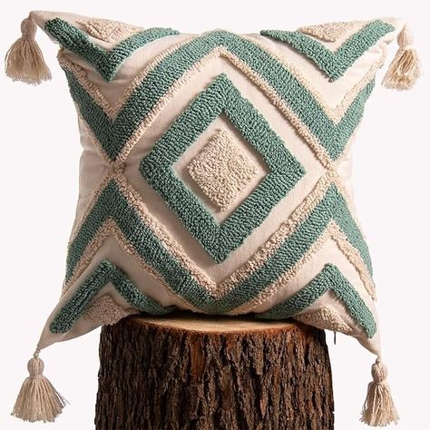 Amazon.com: lifein 18x18 Pillow Covers-Throw Pillow Cover,Tufted Boho Jacquard Pillow Covers,Farmhouse Decorative Pillow Cover,Pillow Cases for Gift,Couch,Sofa,Bed,Chair,Living Room,Home Decor(18x18inch) : Home & Kitchen Green Accent Pillow, Accent Pillows Bedroom, Boho Couches, Farmhouse Decorative Pillows, Bohemian Throw Pillows, Couch Pillow Covers, Chair Living Room, 18x18 Pillow, Bed Chair