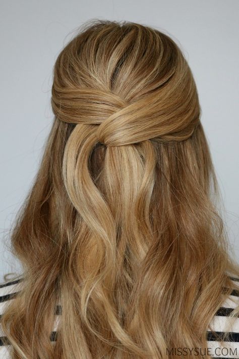 Easy Wrapped Half Up Style | MISSY SUE Half Up Styles, Everyday Curls, Up Hairdos, Work Hairstyles, Penteado Cabelo Curto, Half Up Hair, Hair Tutorials, Everyday Hairstyles, Wedding Hair And Makeup