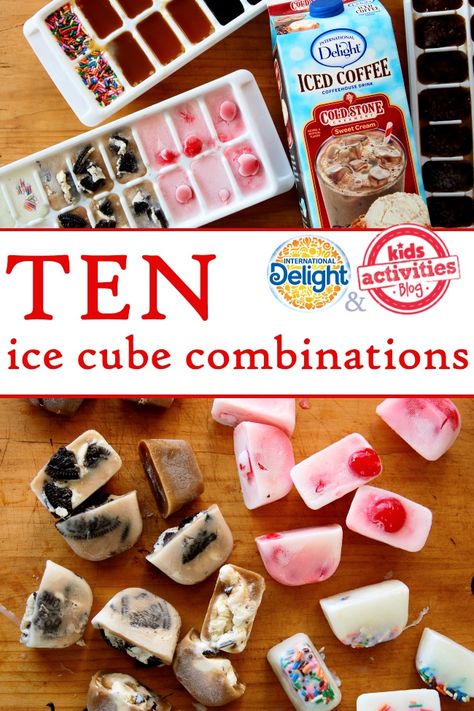 Fun Ice Cubes, Ice Cube Tray Desserts, Ice Cube Tray Hacks, Ice Cube Tray Recipes, International Delight Iced Coffee, Fun Ice Cube Trays, Cube Ideas, Cute Ice Cube Trays, Ice Cube Recipe