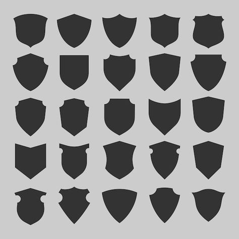 Vector set of 25 shield various set outl... | Premium Vector #Freepik #vector #shield #shield-shape #security-badge #guard-logo Shield Shapes Design, Security Badge Design, Logo Shield Design, Shield Logo Design Ideas, Security Logo Design Ideas, Badge Shapes, Shield Shapes, Shape Logo Design, Shield Logo Design